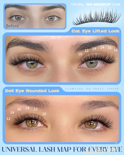 Wispy Lash Clusters 10-16mm C Curl Eyelash Extensions 144Pcs