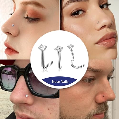 Nose Piercing Kit with 20G Rings, Needles, and Clamps