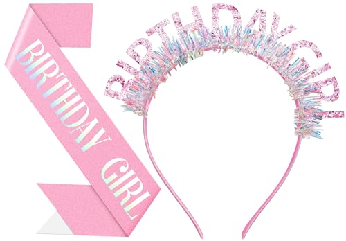 Birthday Tiara Headband & Sash Set for Women