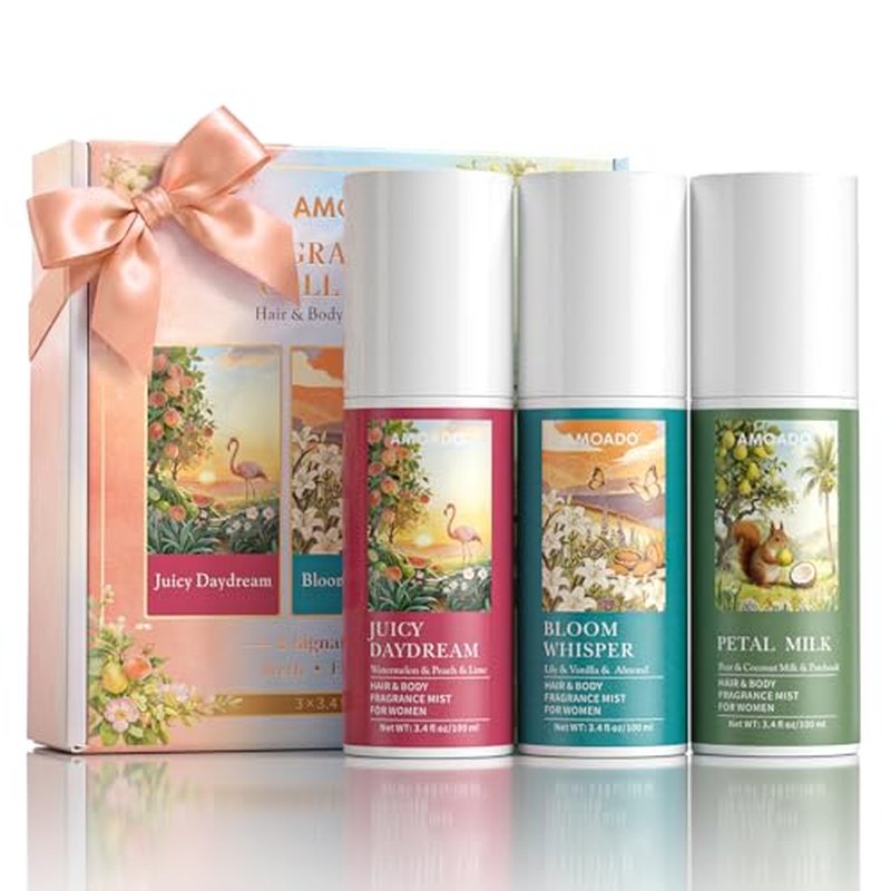 AMOADO Hair & Body Perfume Mist Set - Travel Size Trio Gift Set