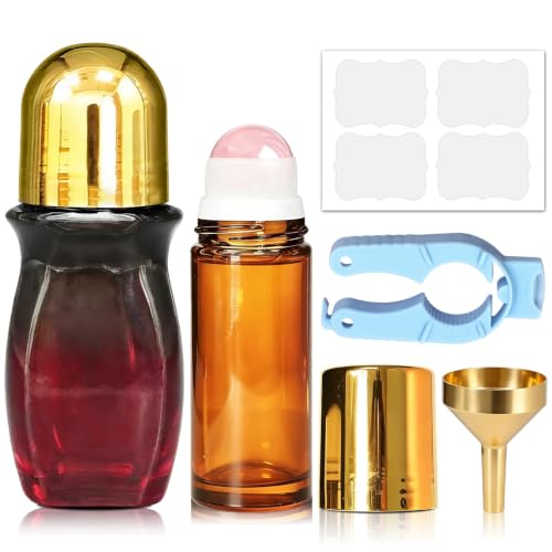 Rose Quartz Essential Oil Roller Bottles Set - 50ml & 30ml