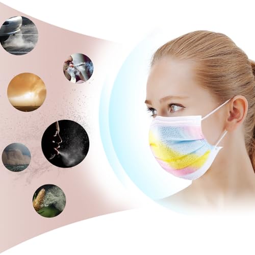 NiHealth Disposable Cute Face Masks for Adults Women Men, Breathable Mask with Elastic Earloop, Full Face Protection