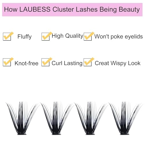 Cluster Lashes Mixed Length 50D 240 Individual Lashes D Curl Lash Clusters Volume Eyelash Clusters DIY Lash Extension Kit Fluffy Cluster Eyelash Extensions (50D-0.07D, 9-16mm)
