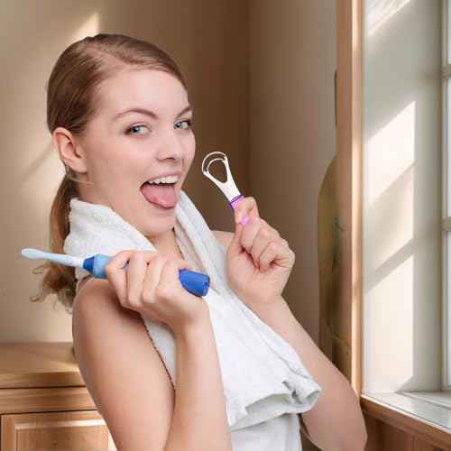 Tongue Cleaner, Tongue Scraper, Tongue Cleanser, Tongue Scraper, Tongue Scraper Cleaner, Helps Fight Bad Breath, Tongue Scrapers (Purple&Blue)