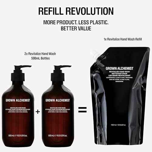 Grown Alchemist Revitalize Hand Wash Refill ? Natural Liquid Hand Soap with Ylang Ylang, Tangerine & Cedarwood ? Gentle, Hydrating Kitchen & Bathroom Soap, Botanical Cleanser for Sensitive Skin, 1L