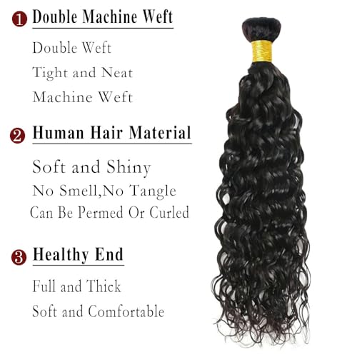 Water Wave Human Hair Bundles 8 Inch 100g Natural Black