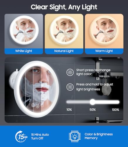 Fogless Shower Mirror with Light - 8.3” Heated Shaving Mirror
