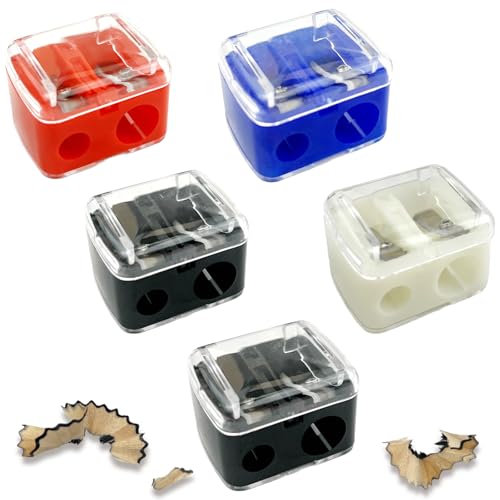 Zoolinn Dual Hole Cosmetic Pencil Sharpeners for Lip & Eyeliner - 5 Pack