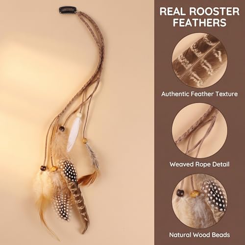 Feather Hair Clip Handmade Boho Rooster Feathers 13 inch