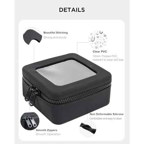 Small Clear Makeup Bag for Women, Mini Silicone Pouch Travel Cosmetic Case Waterproof Clear Make Up Pouch Purse with Zipper Cute Toiletry Bags for Traveling Car Organizer Travel Essentials (Black)