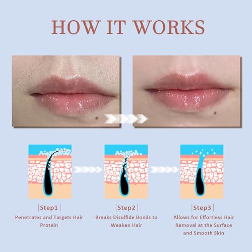 Painless Facial Hair Removal Cream Kit for Women, with Calming Cream & Mess-Free Application Spatula, 4 Min Unwanted Face Hair Remover Cream At Home, Face Depilatory Cream on Chin Lip Hair, 2.03 fl.oz