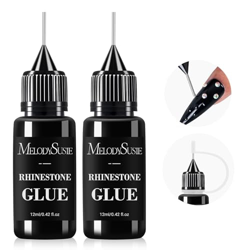 MelodySusie 2Pcs Nail Rhinestone Glue Gel - Strong Adhesive 3D Gem Glue (12ml)