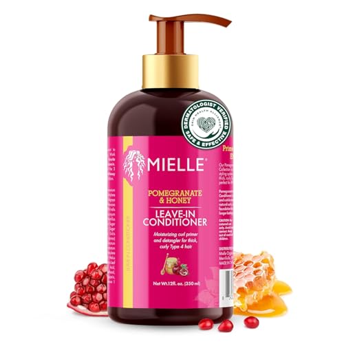 Mielle Organics Pomegranate & Honey Leave-In Conditioner 12 Fl Oz - Moisturizing Detangler for Curly Hair