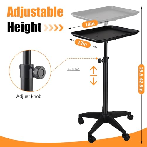 Adjustable Salon Rolling Tray Cart - Professional Tattoo Trolley
