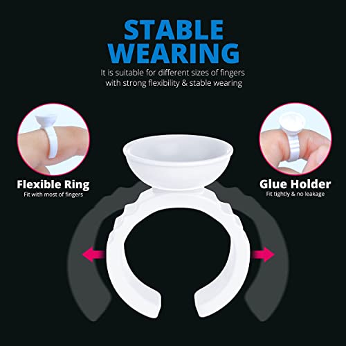 600PCS Glue Rings for Eyelash Extensions - Disposable Rings, Lovely Shape Lash Fan Blossom Glue Cups