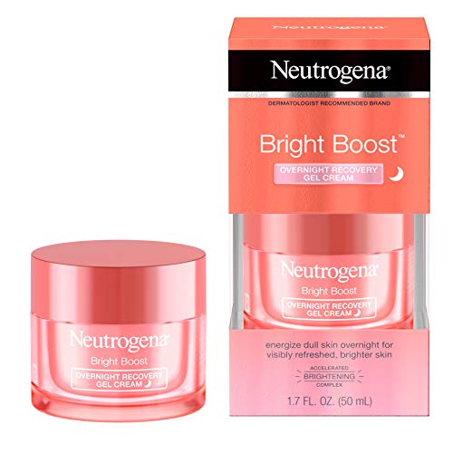 Neutrogena Bright Boost Overnight Recovery Gel Cream with Neoglucosamine, Brightening Nighttime Moisturizer, Oil-Free & Non-Comedogenic, 1.7 oz