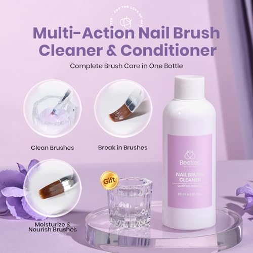 Beetles Nail Brush Cleaner & Conditioner Kit - 85ml with Glass Dappen Dish