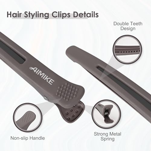 AIMIKE No Crease Duck Billed Hair Clips with Silicone Band 12pc Set