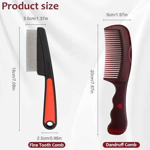 Dandruff Comb, 2 Pcs Scalp Sweep Detoxing Hair brush Set for Dandruff Removal, Scalp Build Up Remover and Stainless Steel Fine Tooth Comb for Scalp Massage Combs