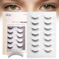 GAQQI Natural Wispy False Eyelashes C-907 - Thin Clear Band, Reusable 7 Pairs