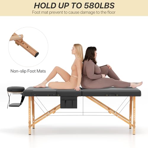 KCC Memory Foam Massage Table 84" Portable Foldable Spa Bed