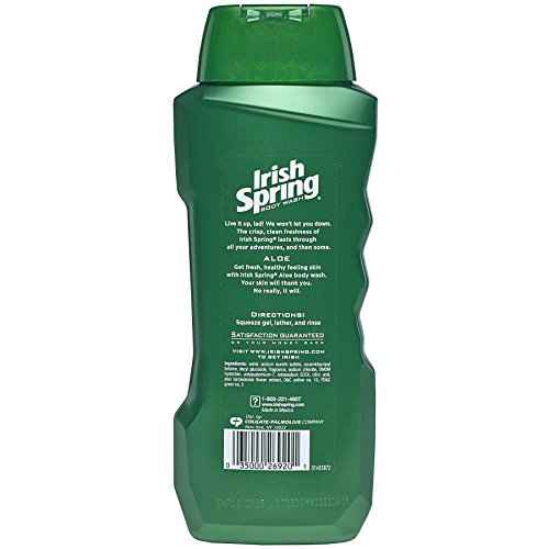 Irish Spring Men's Body Wash Shower Gel, Aloe Vera - 20 fluid ounce (Pack of 6)