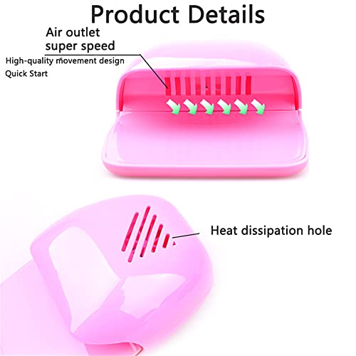 Portable Acrylic Kids Nail Dryer,Nail Fan Dryer for Regular Nail Polish,Quick Dry Nail Art Polish Machine, Safe for Hands, Skin, Blower for Fingernail Toenail Pink