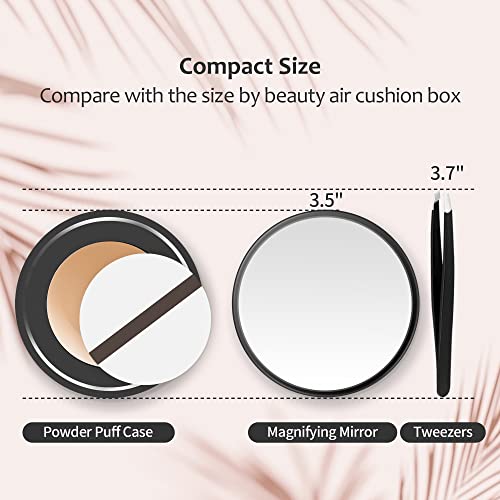 20X Travel Magnifying Mirror with Suction Cup & Tweezers - Compact 3.5-inch
