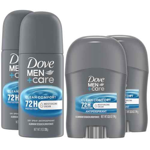 Dove Men + Care Clean Comfort Travel Antiperspirants ??Men¡¯s Antiperspirant Spray + Stick, 72H Protection (4 Piece Set)