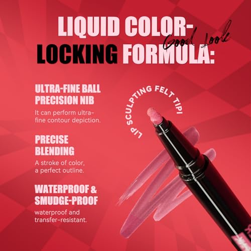 Longwear Liquid Lip Liner Pen Set - 24 Hour Waterproof Matte