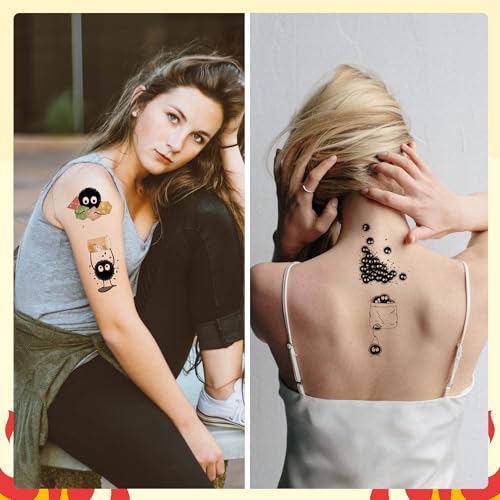 Pounchi Soot Sprite Temporary Tattoos - 8 Sheets Waterproof