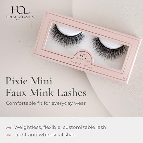 House of Lashes Pixie Mini False Eyelashes - Comfortable Fake lashes for Soft and Fluttery Open Eye Effect, Easy and Reusable Faux Mink Lashes for All Eye Shapes