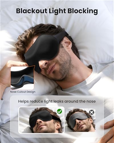 FACEMOON Sleep Mask 3 Pack True Blackout 3D Eye Mask for Side Sleepers, Lash-Friendly, Adjustable with Travel Case