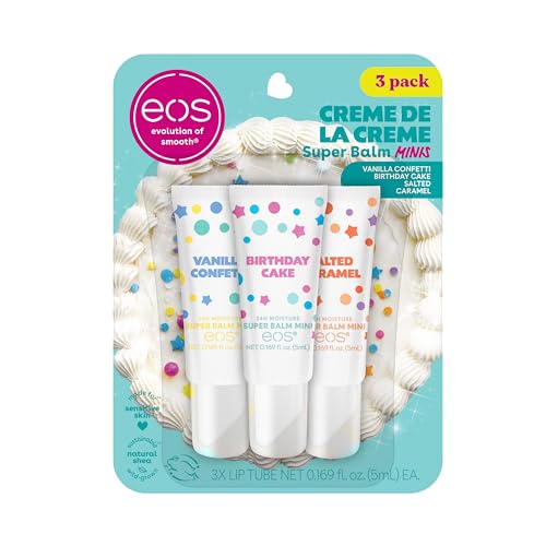 eos 24H Moisture Super Balm Minis- Crème de la Crème, Limited-Edition Lip Mask, Variety Pack, 0.169 fl oz, 3-Pack