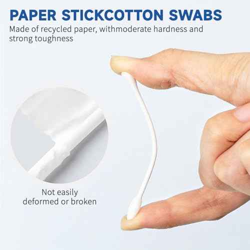 Pointed Tip Cotton Swabs, 800 Count Double Precision Tips Cotton Swabs Round Head Cotton Buds with Paper Stick, Cotton Buds for Makeup