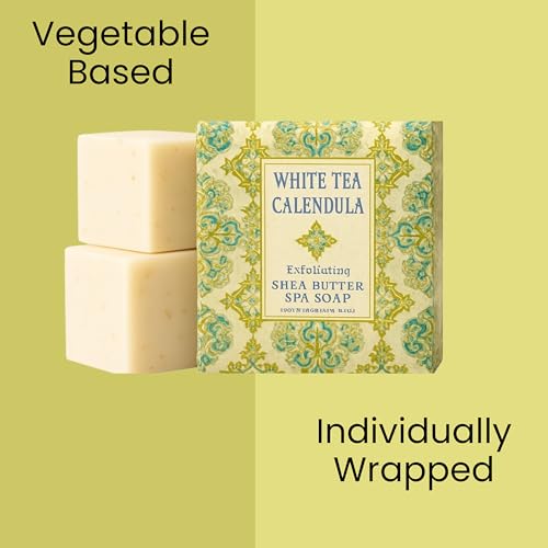 Greenwich Bay Mini Botanical Soap Bars ? 12 Pack 1.9 oz Each ? Individually Wrapped Guest Soaps for Airbnb, Spa, Travel, Bath ? Travel Size Bar Soap Set, White Tea Calendula