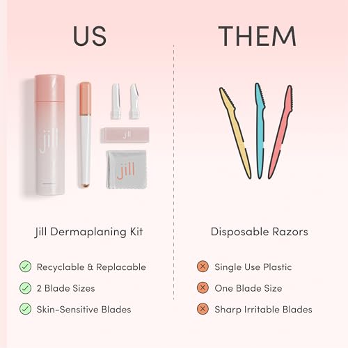 Jill Dermaplane Razor Refills for Women ? 8 Single-Use Face Razor Blades for Facial Hair Removal & Exfoliation ? Fits Jill V1 Dermaplaner Only (Not Compatible with V2 Kit)