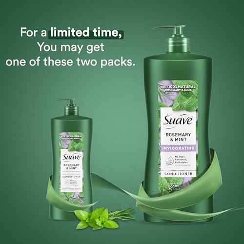 Suave Natural Rosemary & Mint Conditioner, for Strong & Healthy Hair, No Dyes, No Parabens, No Phthalates, 28 oz Pack of 4