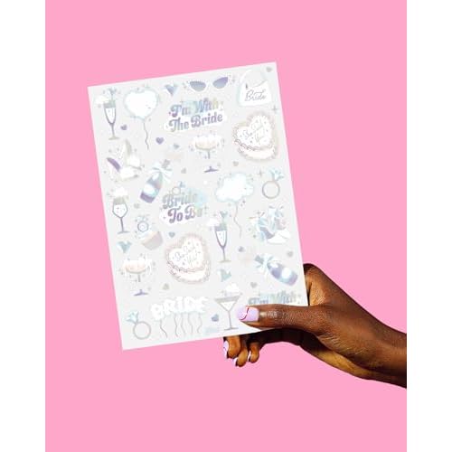 xo, Fetti Iridescent Bachelorette Temporary Tattoos - 48 Styles | Clound Nine, Bach Party Decoration, Bridesmaid Favor, White Bride To Be Accessory, Bridal Shower Supplies, Engagement Decor