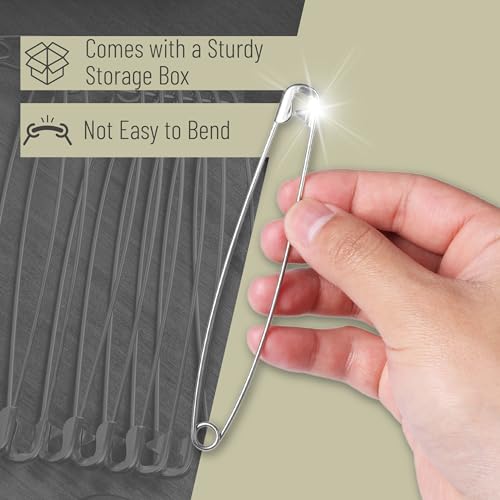 Mr. Pen- Safety Pins, 5 Inch, 5 Pack, Silver, Safety Pin, Safety Pins for Clothes, Extra Large Safety Pins Heavy Duty, Giant Safety Pin, Large Safety Pin, Oversized Safety Pins