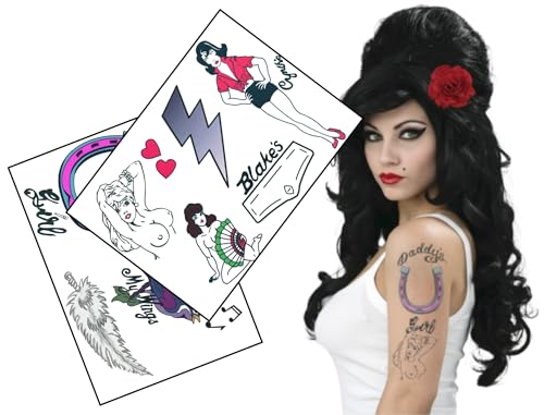 Amy Winehouse Temporary Tattoos – Realistic Fake Tattoo Sheet