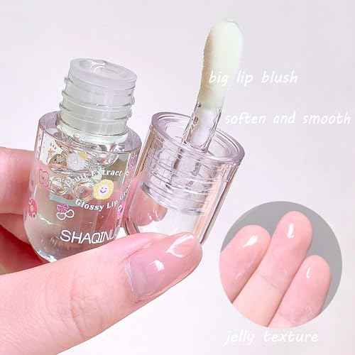 4 Pcs Lip Gloss Oil Set, Fruit Flavored Lip Gloss Set Cute Lip Jelly Hydrating Lip Make-Up for Kids and Teens, Kid Friendly, Party Gift, Non-toxic