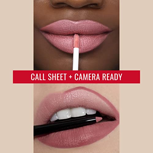 Runway Rogue ¡®Call Sheet¡¯ Light-Pink Silk Glam Long Wear Liquid Lipstick Bundle with ¡®Camera Ready¡¯ Matte Rose-Pink Designer Liner Lip Liner
