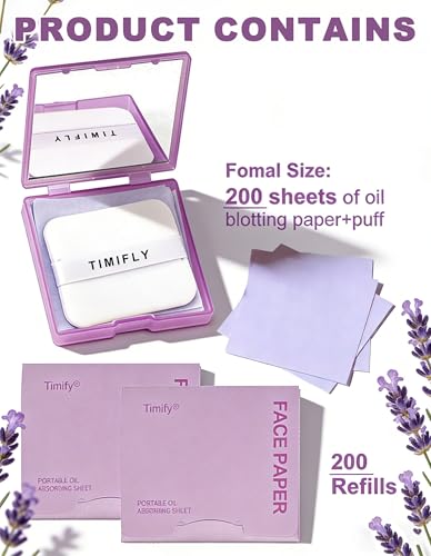300 Oil Blotting Sheets for Face with Mirror & Puff