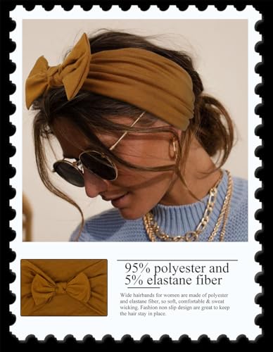 Huachi Headbands for Women 6-Pack Knotted Bow Wide