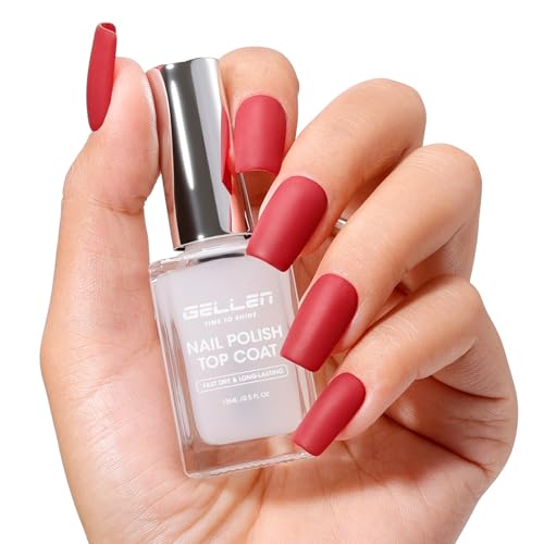 GELLEN Matte Clear Nail Polish Top Coat A00 - No Lamp Needed, Toxin-Free