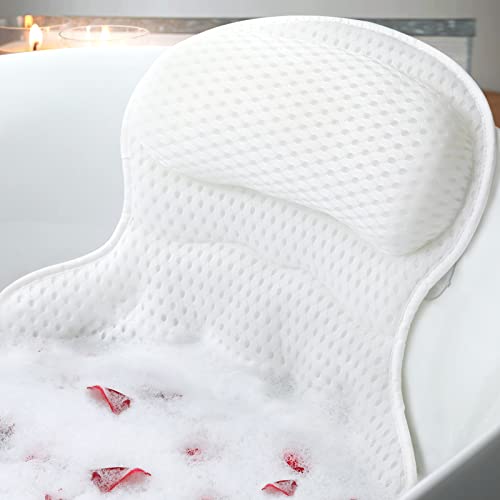 Bath Pillow with 4D Mesh Fabric & Suction Cups - Neck & Back Support
