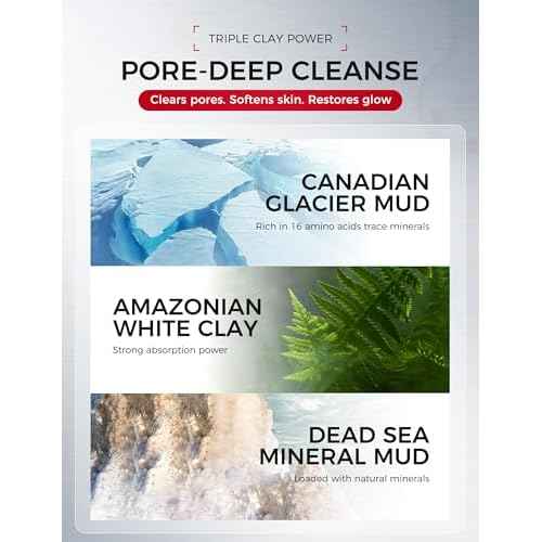 Clay Mask for Face Sensitive Skin: Triple Mud Formula, Deep Pore Cleansing, Hydrating, Oil Balancing, Smoothing, Pore Refining ? 3.88 Oz