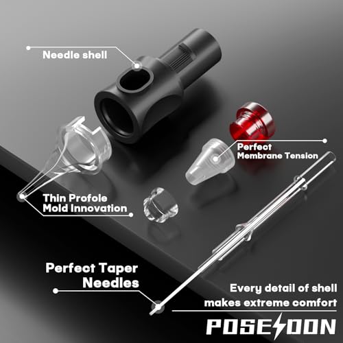 POSEIDON 20Pcs Tattoo Cartridge Needles - #12 5RL Round Liner with Membrane