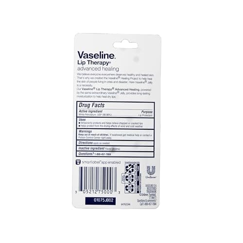 Vaseline Lip Therapy Lip Balm Tube, Advanced Healing Lip Protectant, 0.35 OZ - 3 Pack